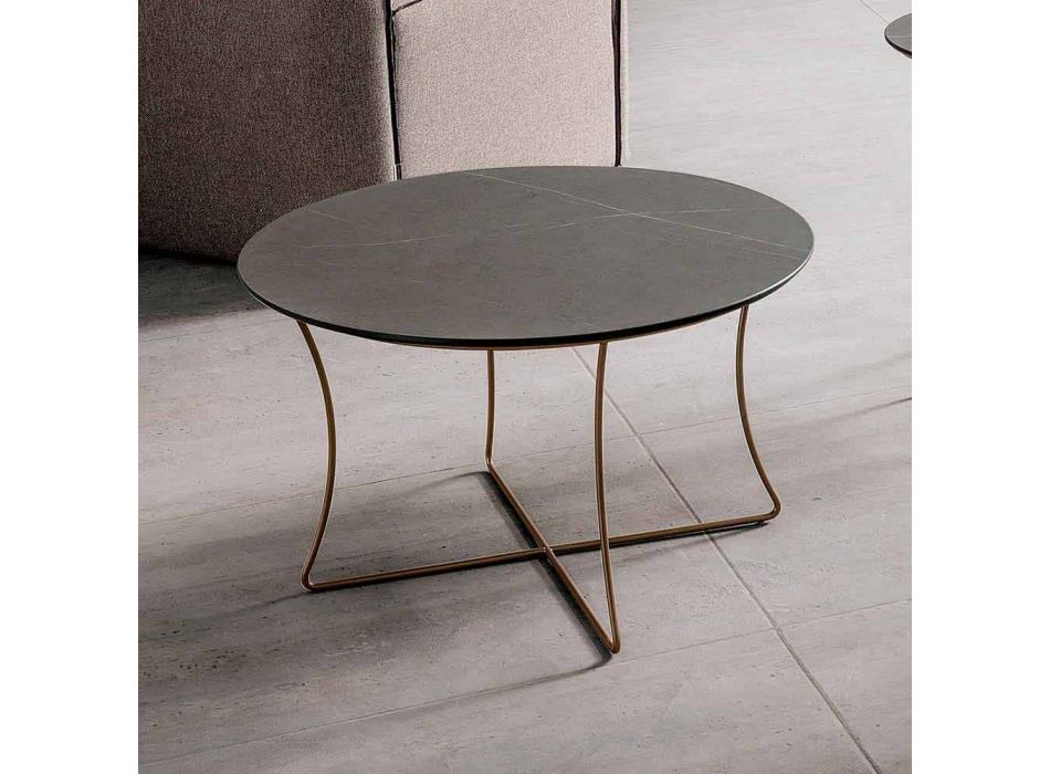 Sofabord i malet metal med Hpl-top fremstillet i Italien - Numbo Viadurini