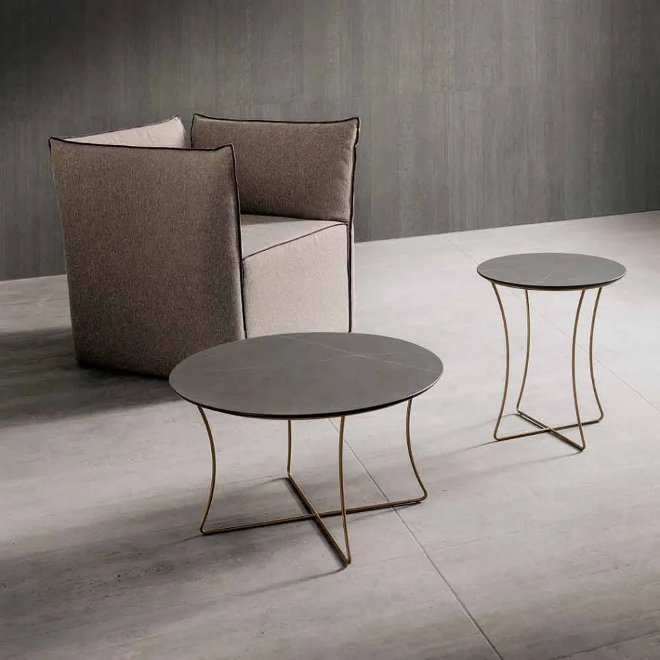 Sofabord i malet metal med Hpl-top fremstillet i Italien - Numbo Viadurini