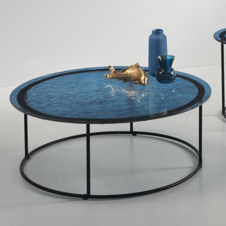 Sofabord i hamret glas og metal fremstillet i Italien - Massimiliano Viadurini