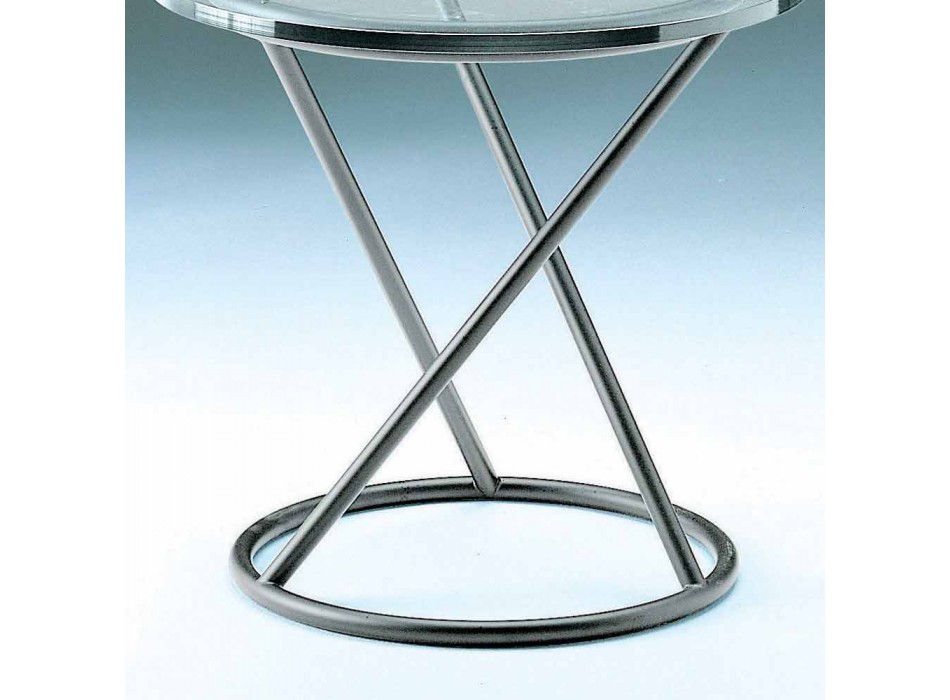 Sofabord i hærdet glas med stålfod fremstillet i Italien - Pegaso Viadurini
