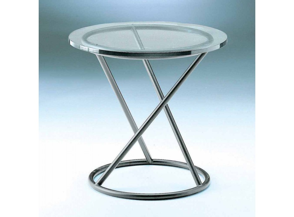 Sofabord i hærdet glas med stålfod fremstillet i Italien - Pegaso Viadurini