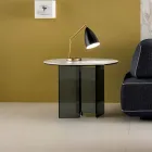 Sofa sidebord i røget glas og rund keramisk top - tilfældig Viadurini