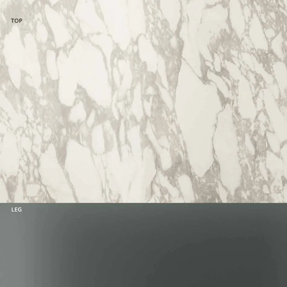 Sofa sidebord i røget glas og rund keramisk top - tilfældig Viadurini