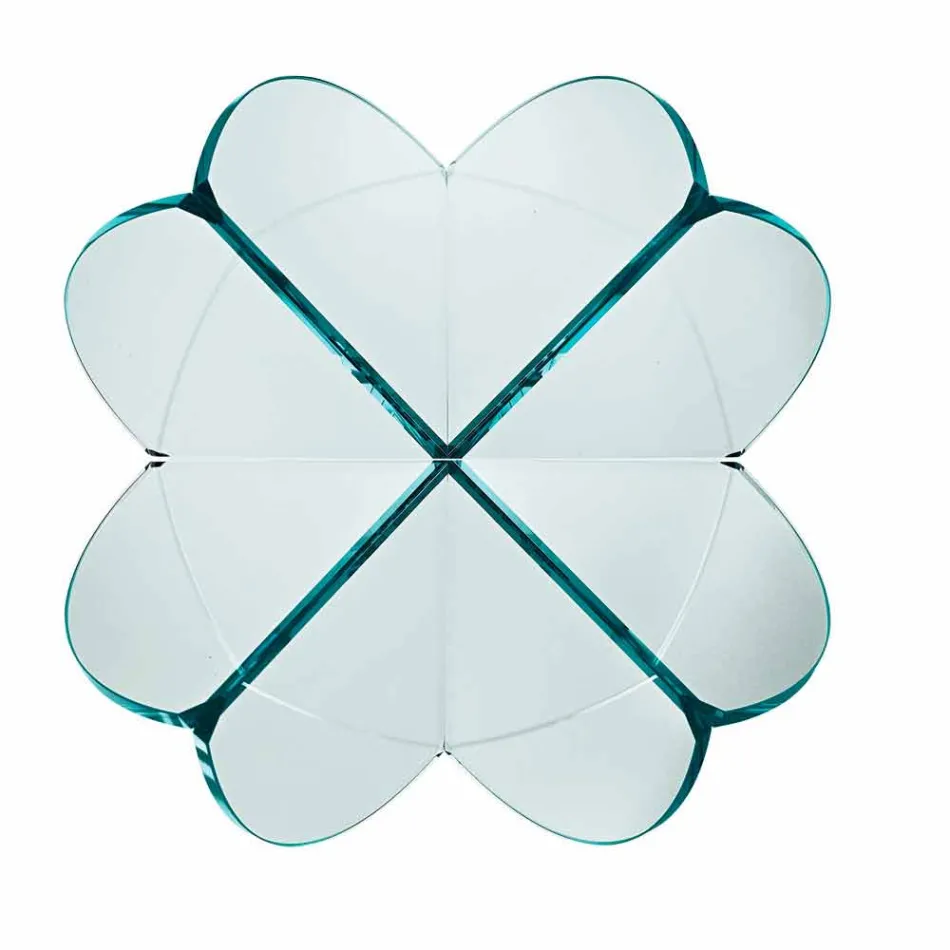 Stue sofabord med gennemsigtig glasblomst og syrebase 3 størrelser - Fiorella Viadurini