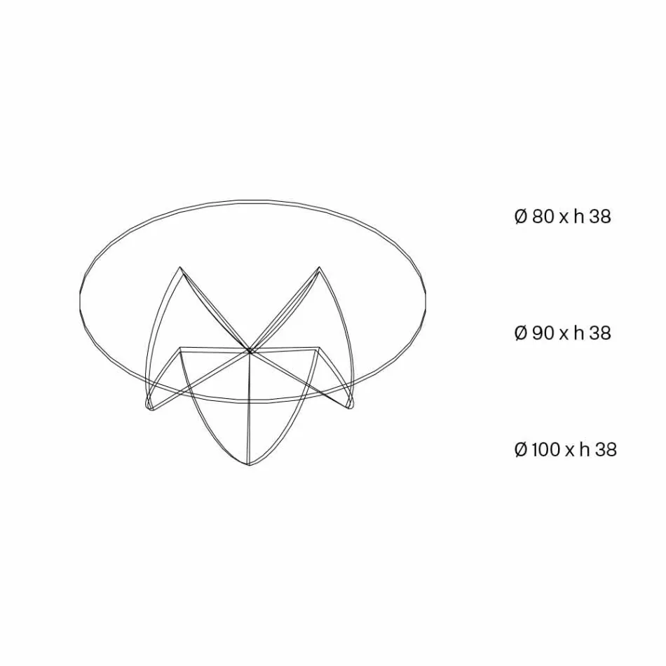 Stue sofabord med gennemsigtig glasblomst og syrebase 3 størrelser - Fiorella Viadurini