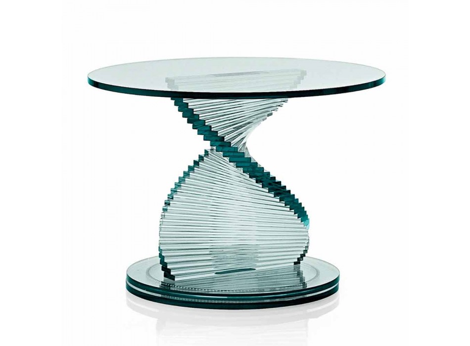 Stue sofabord i gennemsigtigt spiralglas og roterende bund - Spirulo Viadurini