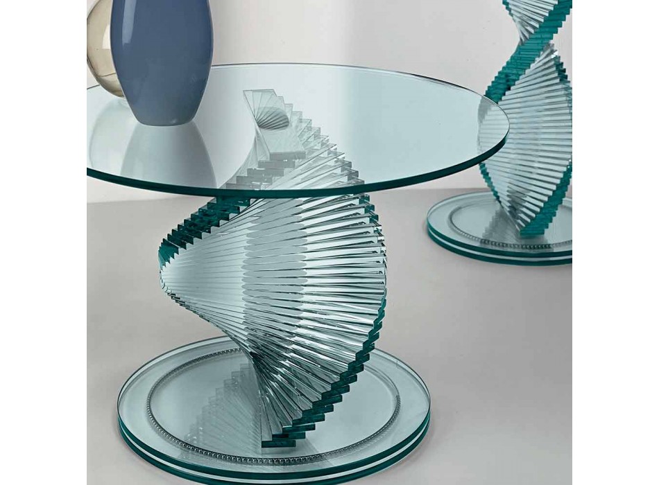 Stue sofabord i gennemsigtigt spiralglas og roterende bund - Spirulo Viadurini