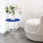 Rundt blåt sofabord, diameter 36 cm, moderne design Janis, fremstillet i Italien Viadurini