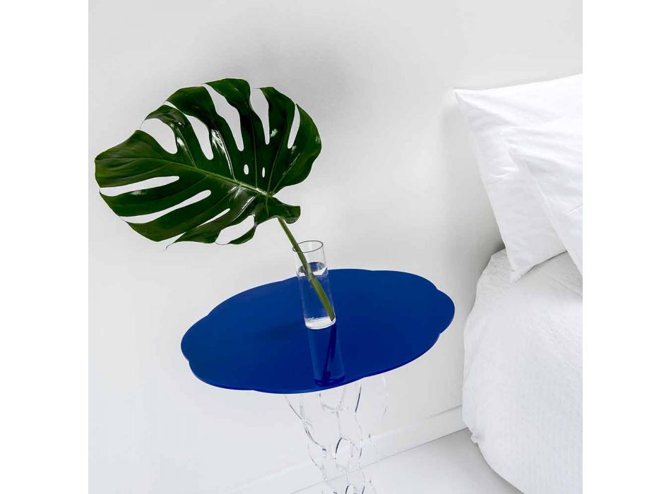 Blå rundt bord diameter 50 cm Janis moderne design, fremstillet i Italien Viadurini