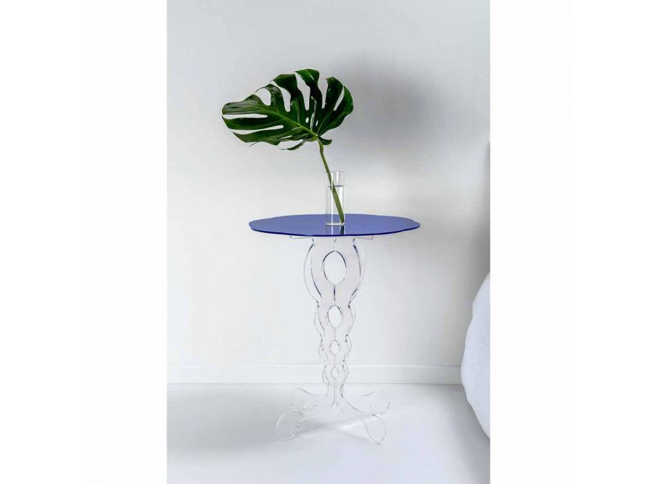 Blå rundt bord diameter 50 cm Janis moderne design, fremstillet i Italien
