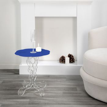 Rundt blåt sofabord diameter 50 cm Janis moderne design, lavet i Italien