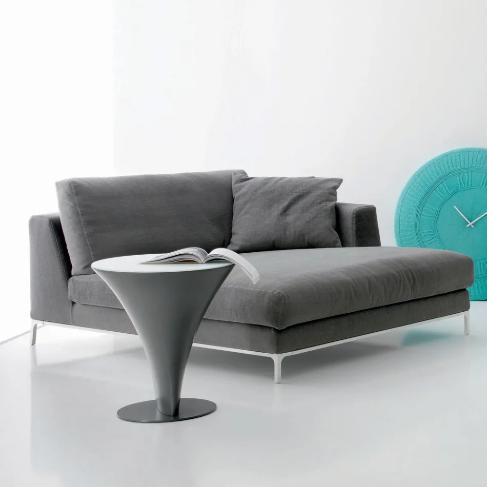 Rund sofabordsbådform i metal og ætset glas - bordplade Viadurini