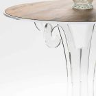 Rundt sofabord i gennemsigtig og hvid plexiglas eller med træ - Stilio Viadurini