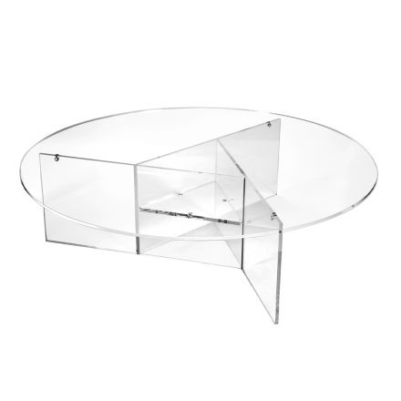 Rundt sofabord til stue i gennemsigtigt plexiglas - Dazeglio Viadurini