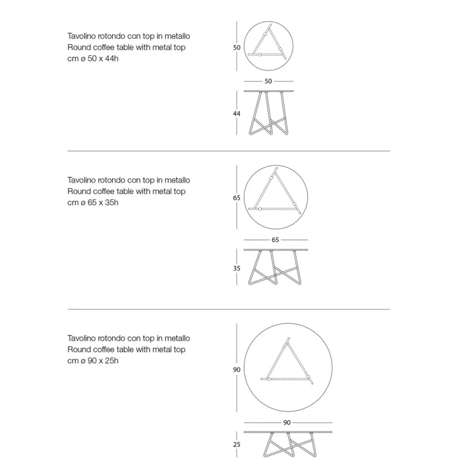 Rundt metal havesofabord i forskellige farver og 3 størrelser - Magali Viadurini