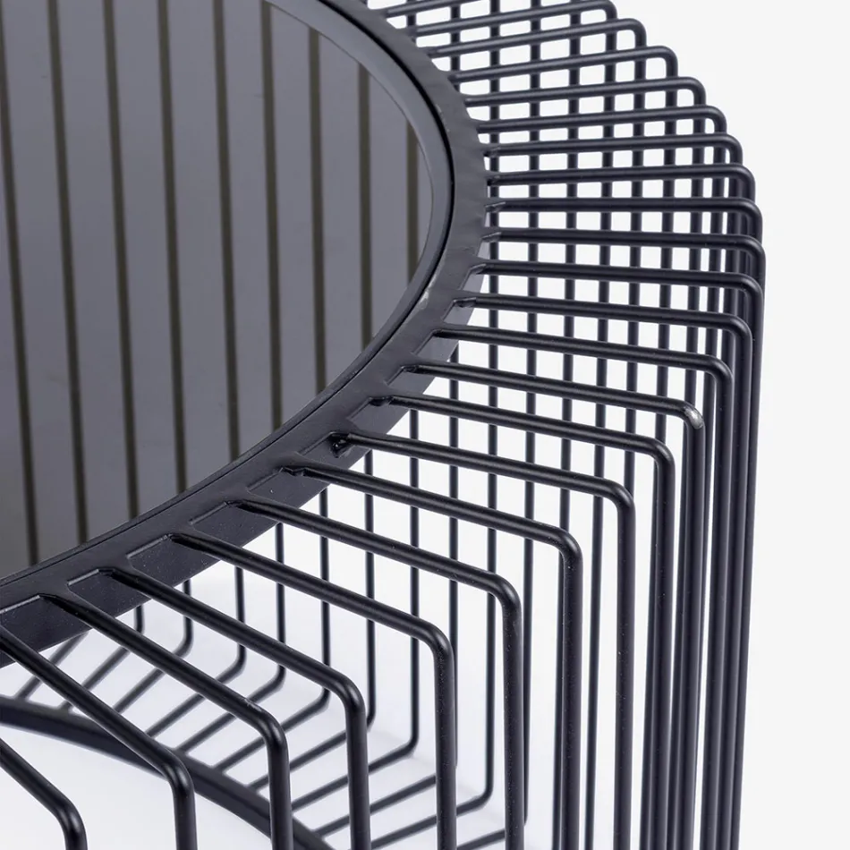 Rundt sofabord i malet stål og hærdet glas - Apuleio Viadurini