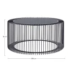 Rundt sofabord i malet stål og hærdet glas - Apuleio Viadurini