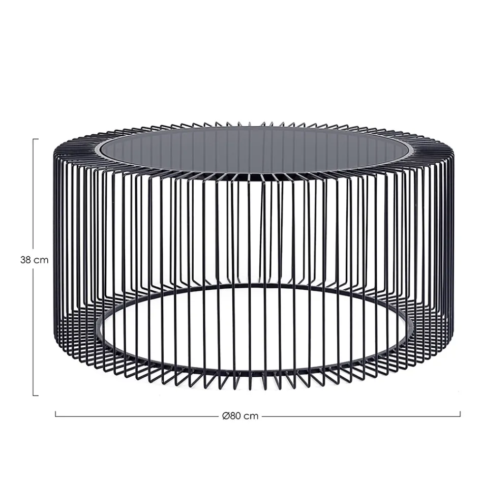 Rundt sofabord i malet stål og hærdet glas - Apuleio Viadurini