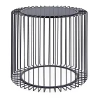 Rundt sofabord i malet stål og hærdet glas - Apuleio Viadurini