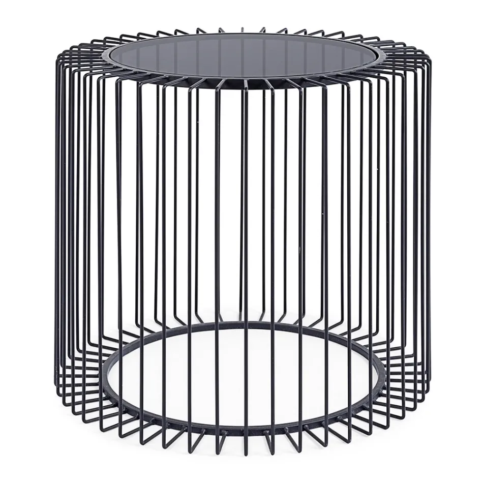 Rundt sofabord i malet stål og hærdet glas - Apuleio Viadurini