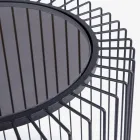 Rundt sofabord i malet stål og hærdet glas - Apuleio Viadurini