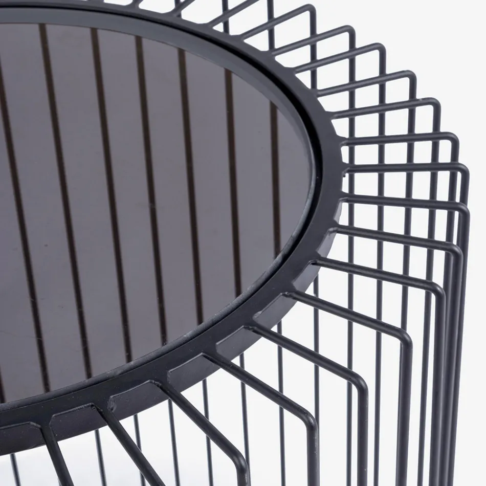 Rundt sofabord i malet stål og hærdet glas - Apuleio Viadurini