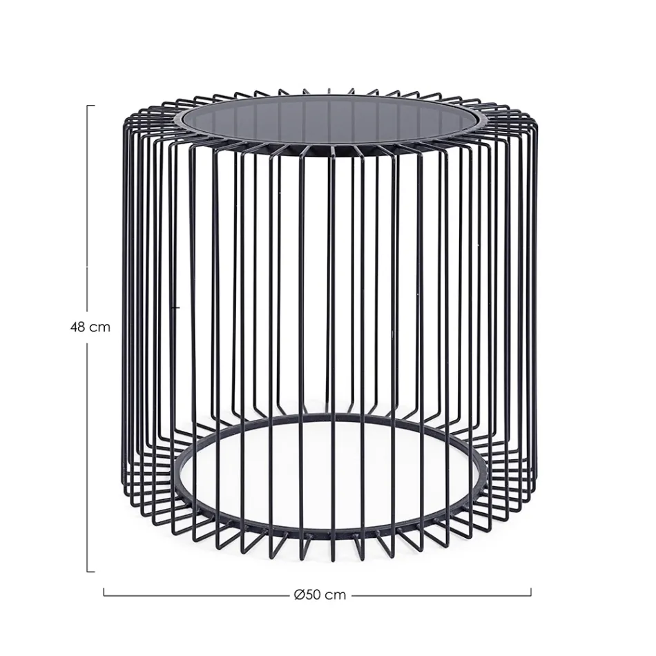 Rundt sofabord i malet stål og hærdet glas - Apuleio Viadurini
