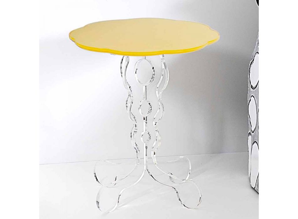 Sofabord runde gul 36cm i diameter moderne design Janis, fremstillet i Italien Viadurini
