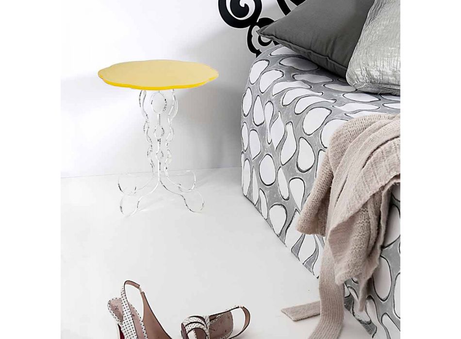 Sofabord runde gul 36cm i diameter moderne design Janis, fremstillet i Italien Viadurini
