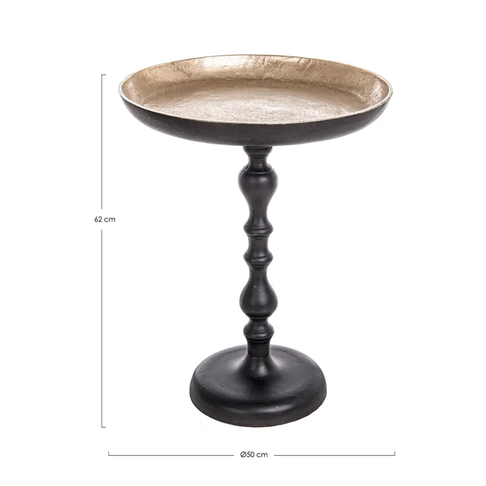 Rundt bord i belagt og antik vintage aluminium Homemotion - Smemo Viadurini