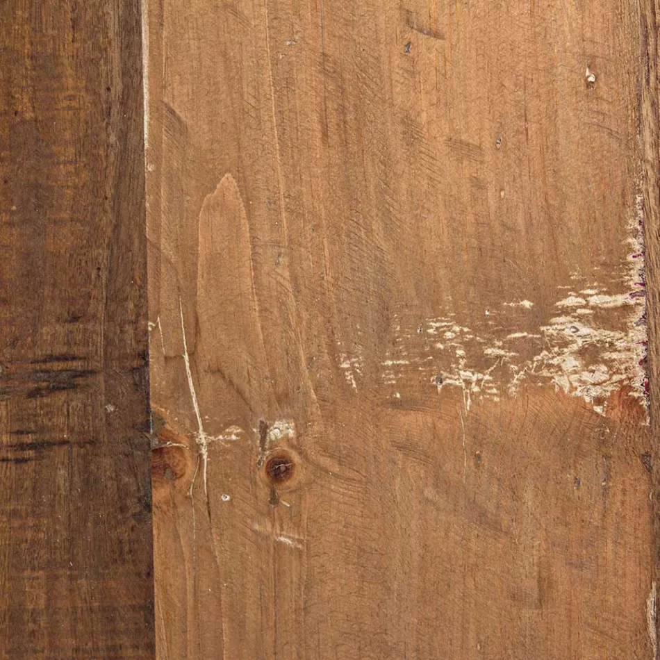 Rundt sofabord i genbrugstræ og stål hvid eller grå - Genoveffa Viadurini