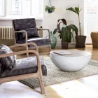 Rundt sofabord i genbrugstræ og stål hvid eller grå - Genoveffa Viadurini