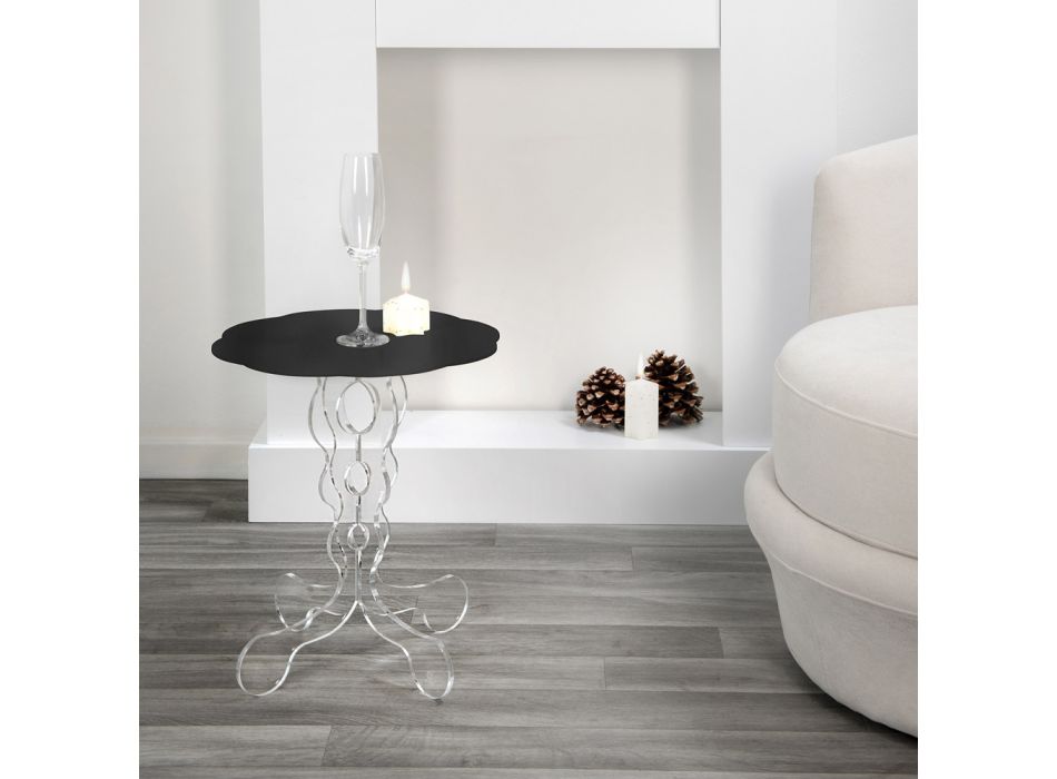 Rundt sort sofabord diameter 36 cm moderne design Janis, lavet i Italien Viadurini