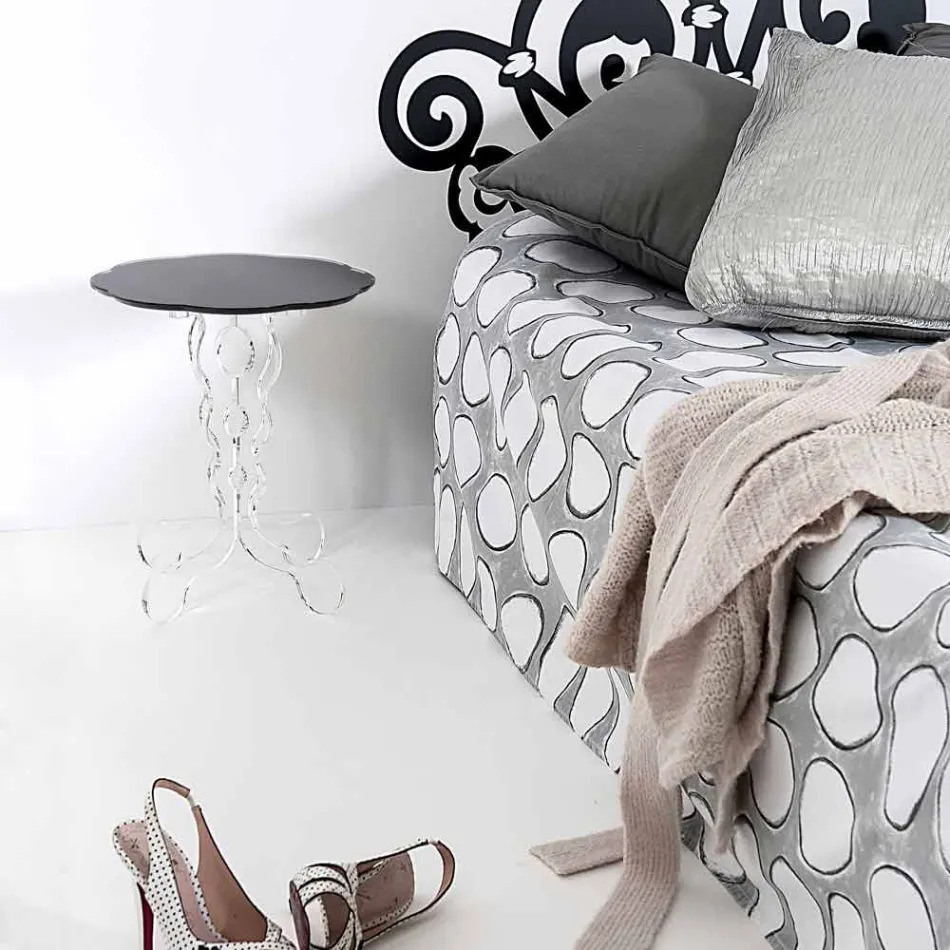 Sofabord runde sorte diameter 36 cm Janis moderne design, fremstillet i Italien Viadurini