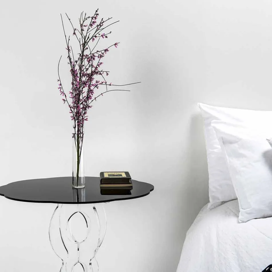 Sofabord runde sorte diameter 50 cm Janis moderne design, fremstillet i Italien Viadurini