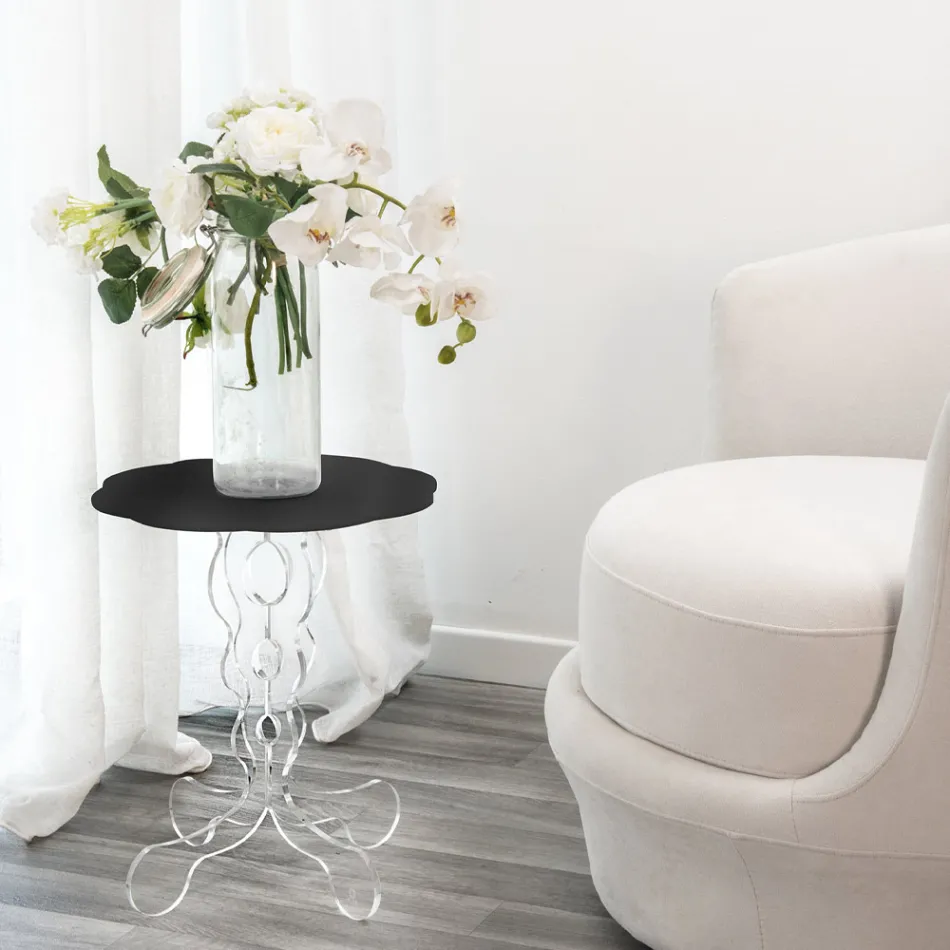 Rundt sort sofabord diameter 50 cm Janis moderne design, lavet i Italien Viadurini