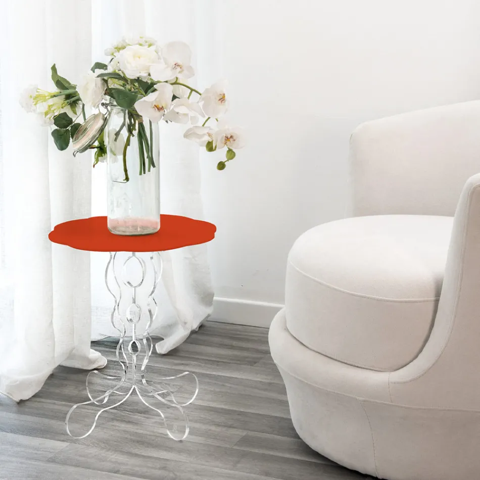 rød rundt bord diameter 36 cm Janis moderne design, fremstillet i Italien Viadurini