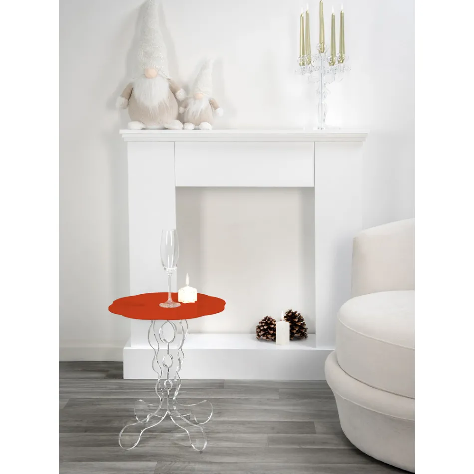 Rundt rødt sofabord diameter 50 cm Janis moderne design, lavet i Italien Viadurini