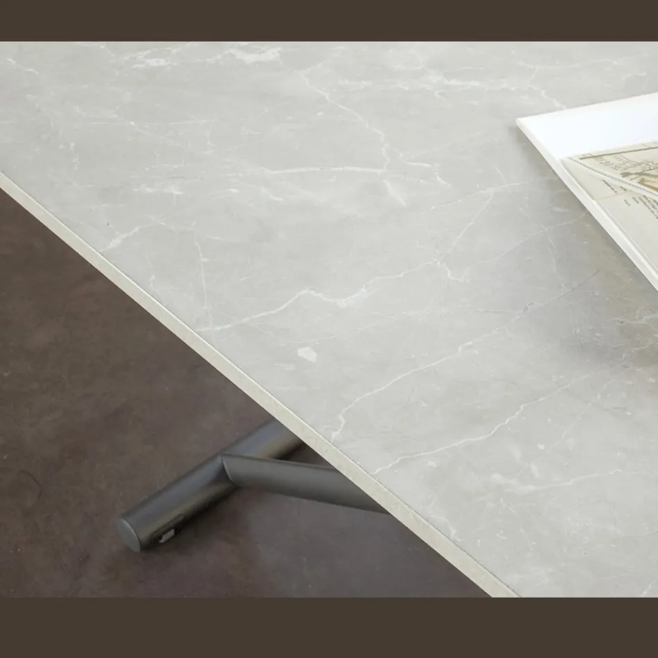 Transformerbart sofabord med justerbar højde op til 82 cm Lavet i Italien - Hjul Viadurini