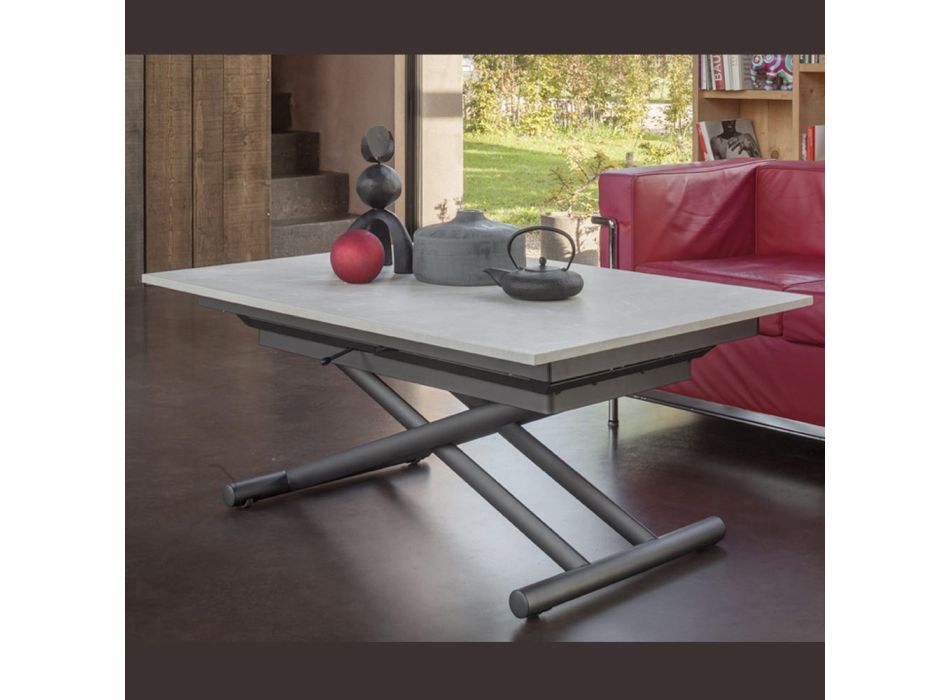 Transformerbart sofabord med justerbar højde op til 82 cm Lavet i Italien - Hjul Viadurini