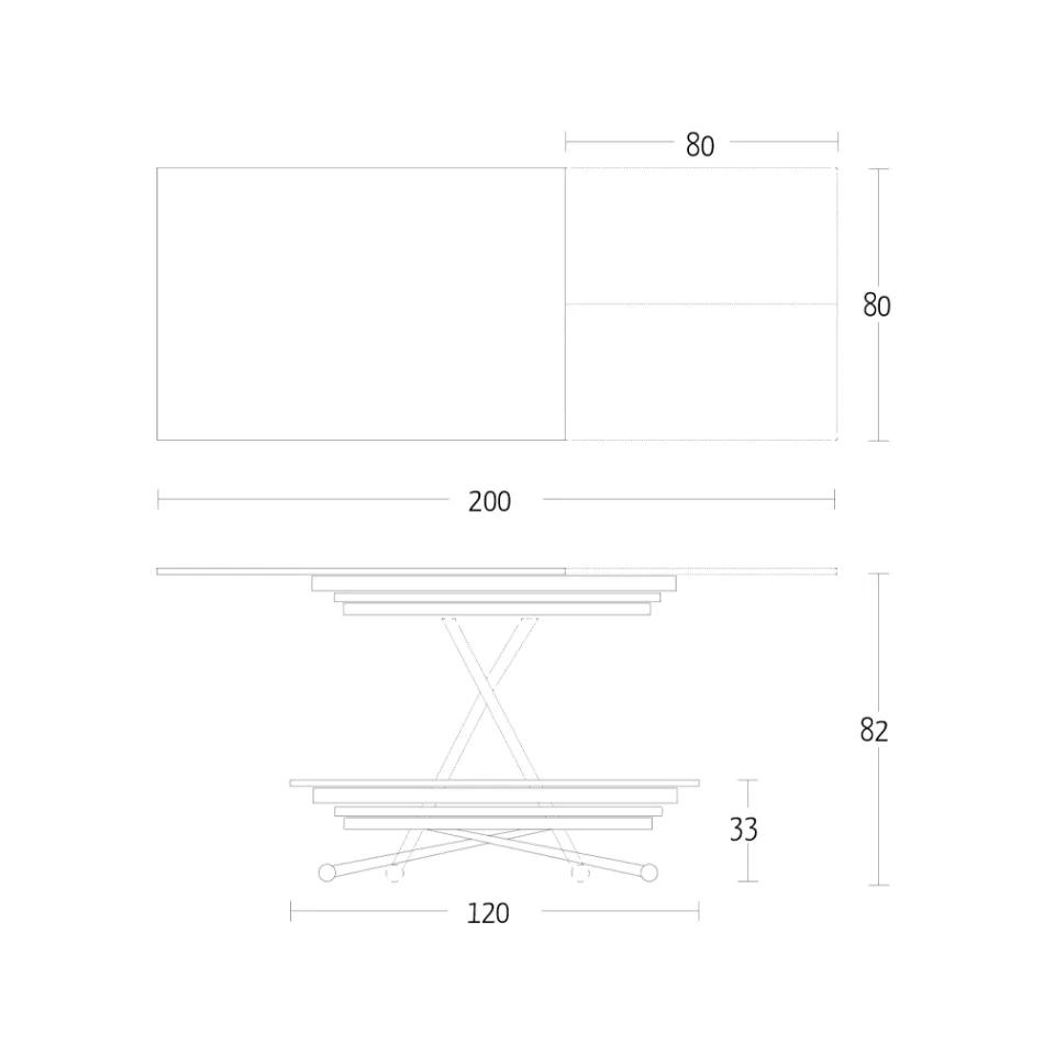 Transformerbart sofabord med justerbar højde op til 82 cm Lavet i Italien - Hjul Viadurini