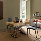 Transformerbart sofabord i træ og sort metal fremstillet i Italien - Niverio Viadurini