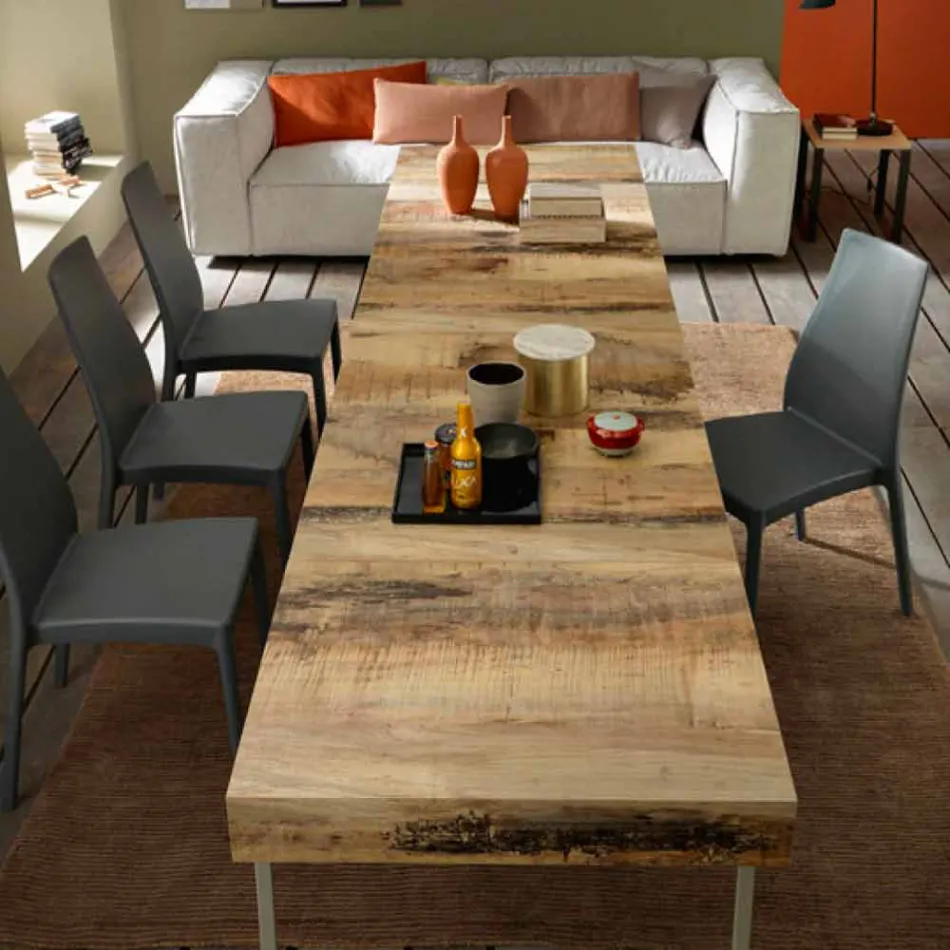 Transformerbart sofabord i træ og sort metal fremstillet i Italien - Niverio Viadurini