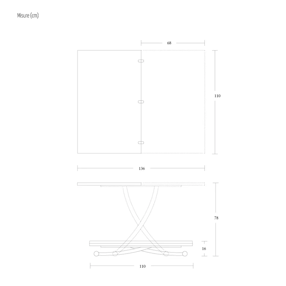 Transformerbart sofabord i metal og keramisk design lavet i Italien - Saturn Viadurini