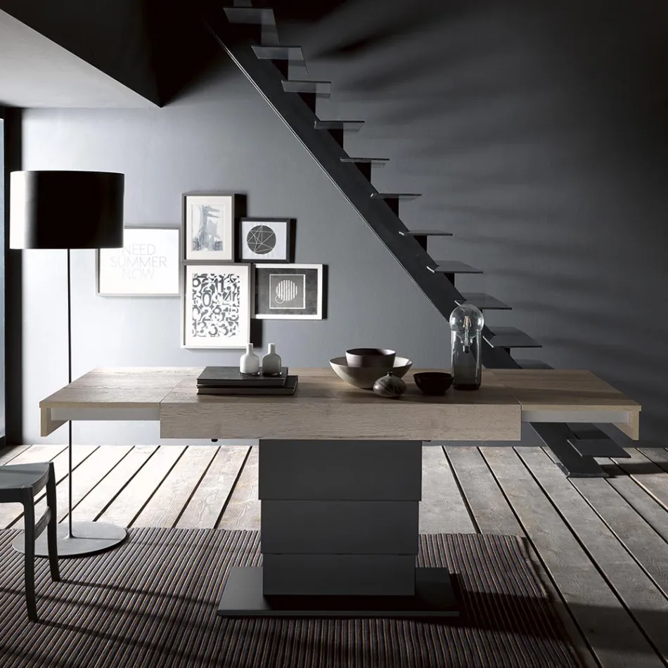 Transformerbart sofabord i træ spisebord lavet i Italien - Polar Viadurini