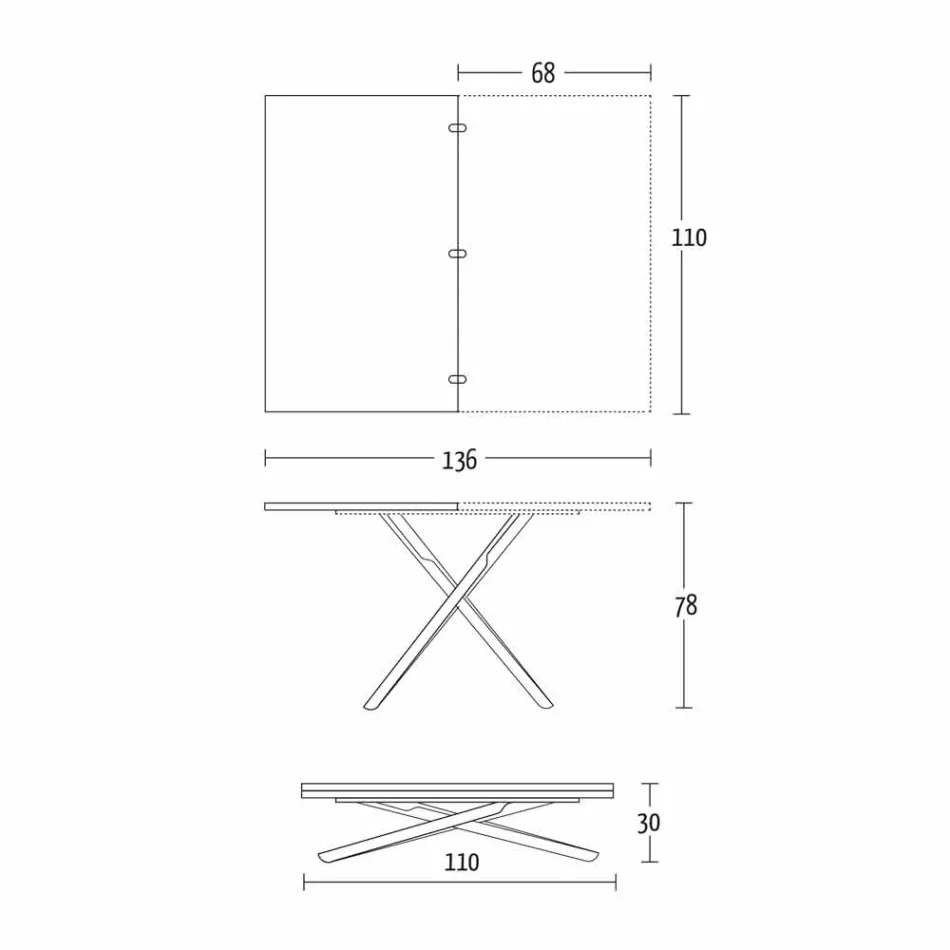 Sofabord, der kan konverteres til et spisebord, træplade og metalbund - fersken Viadurini