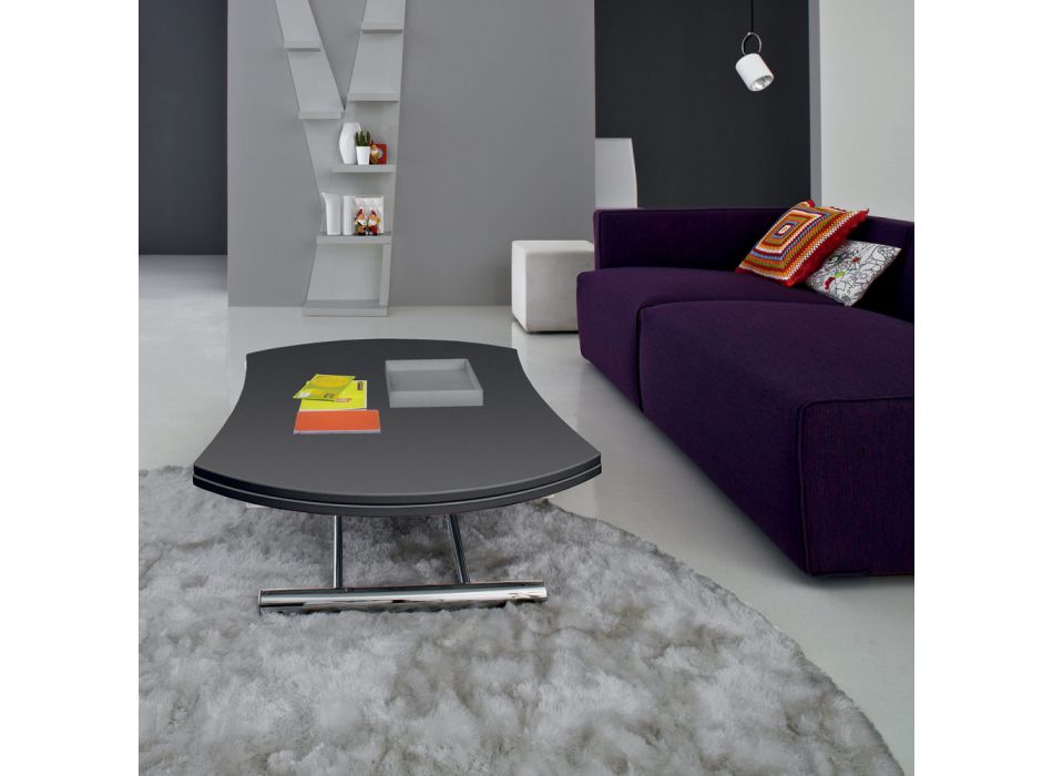 Transformerbart sofabord i rundt metal og glas spisebord - Giordana Viadurini