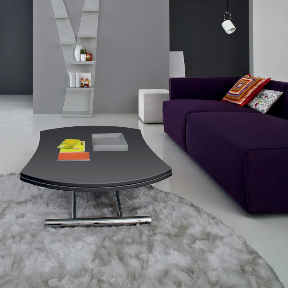 Transformerbart sofabord i rundt metal og glas spisebord - Giordana Viadurini