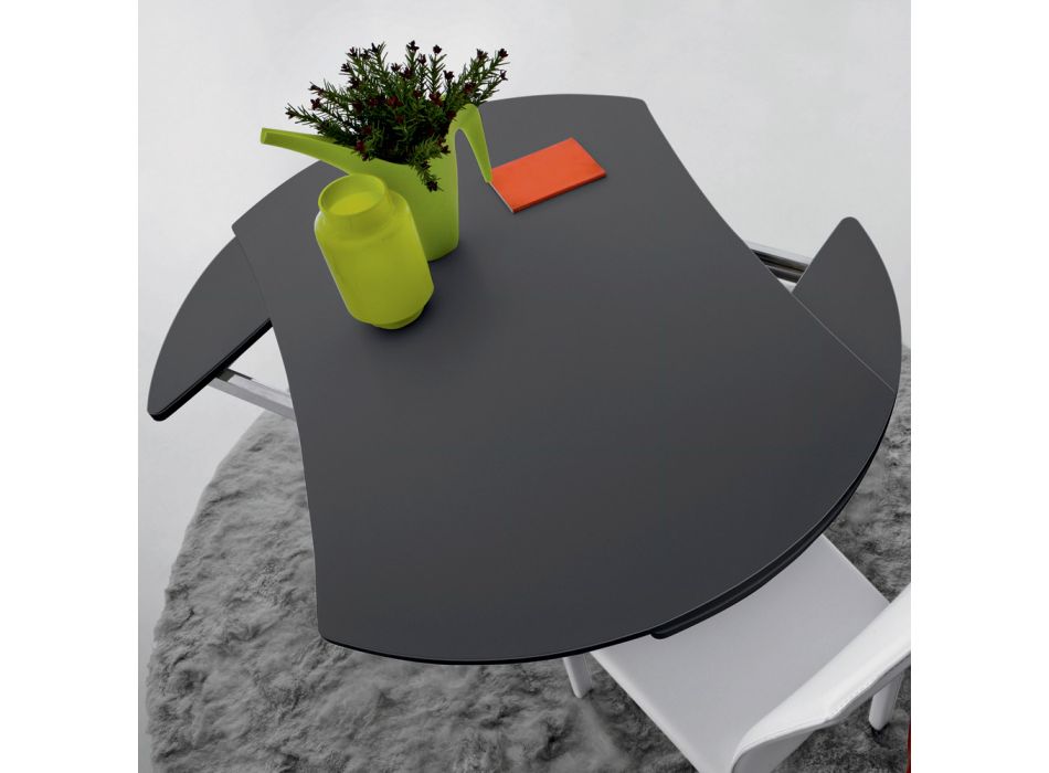 Transformerbart sofabord i rundt metal og glas spisebord - Giordana Viadurini