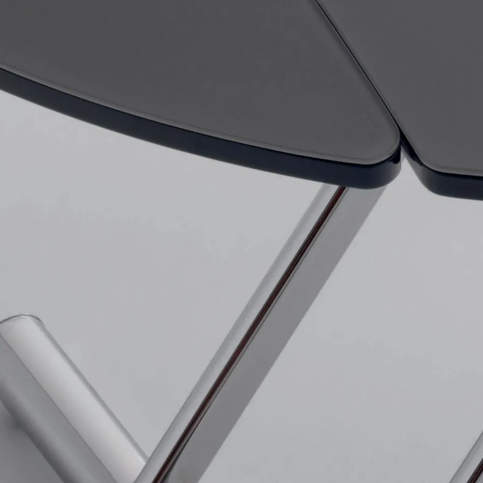 Transformerbart sofabord i rundt metal og glas spisebord - Giordana Viadurini